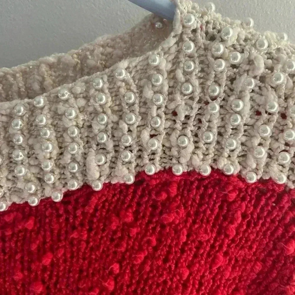 Vintage Red Pearl Studded Sweater size L - Picture 6 of 6